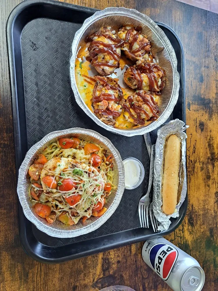 Bruschetta Chicken w Pesto Spaghetti and Maci's Tater Boats